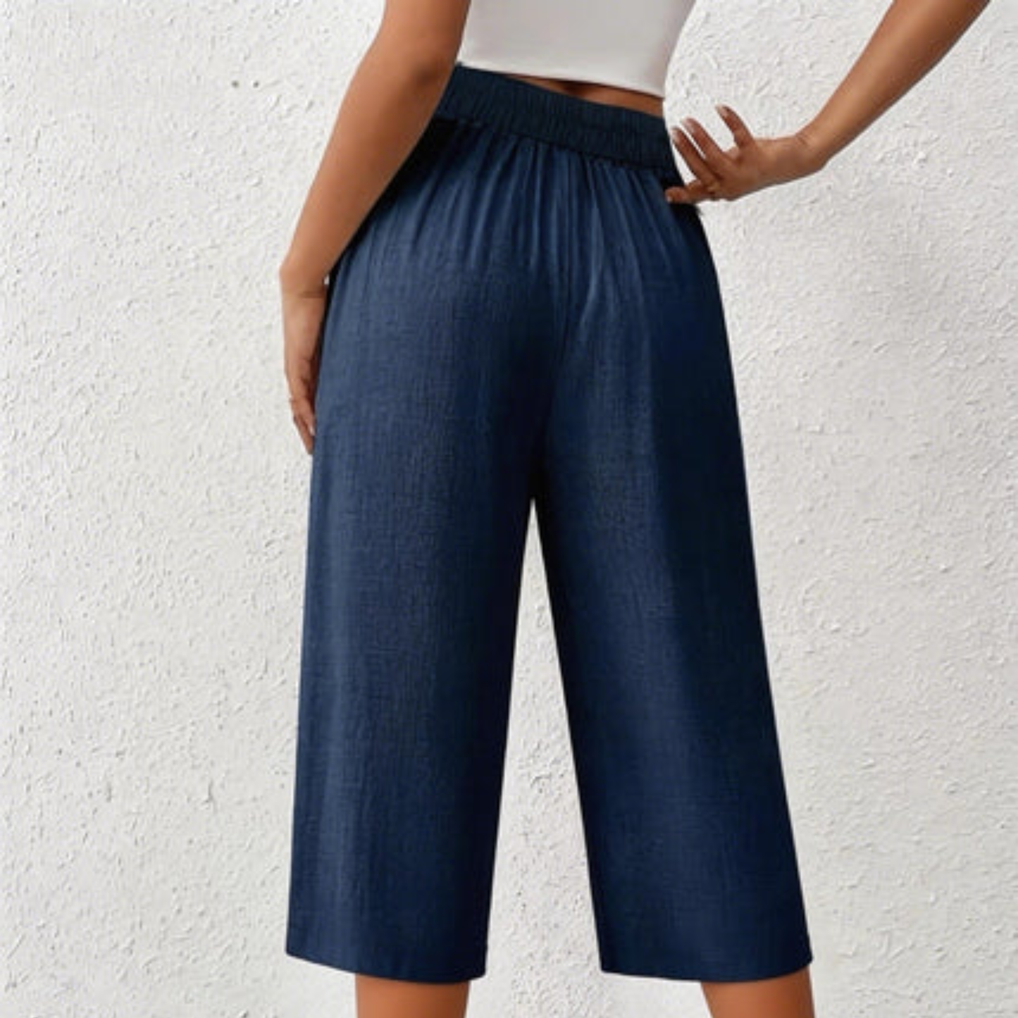 Drawstring Cropped Wide Leg Pants
