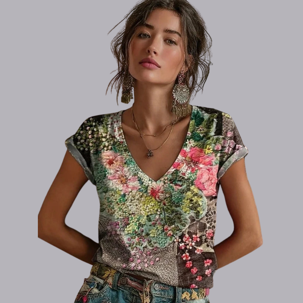Women Floral T Shirt Short Sleeve Loose Casual Summer Top
