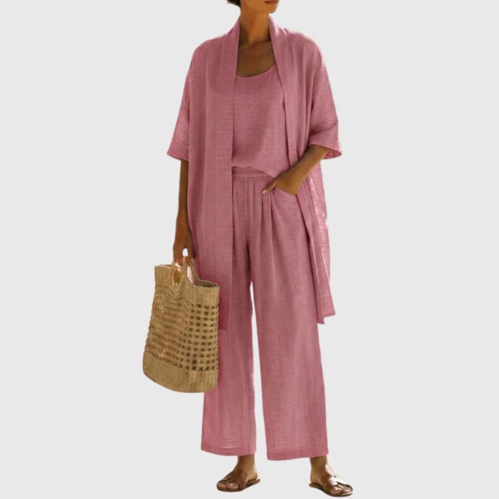 Lightweight Linen Cotton Three Piece Set Relaxed Fit