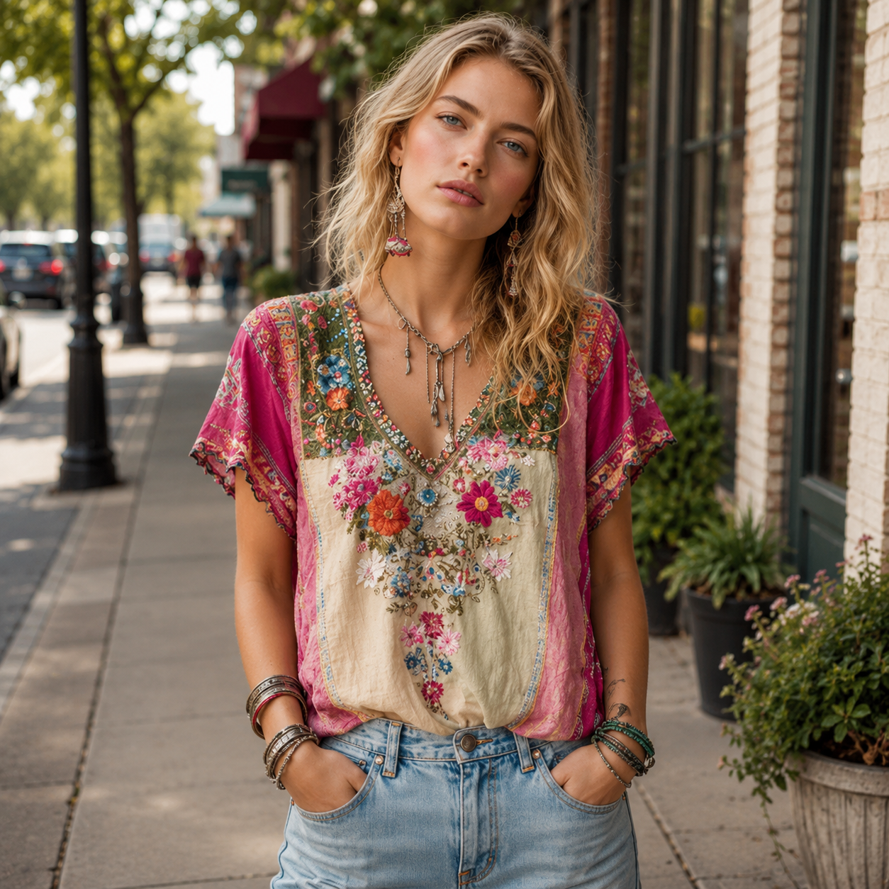 Relaxed Boho V-Neck Top for Daily Comfort