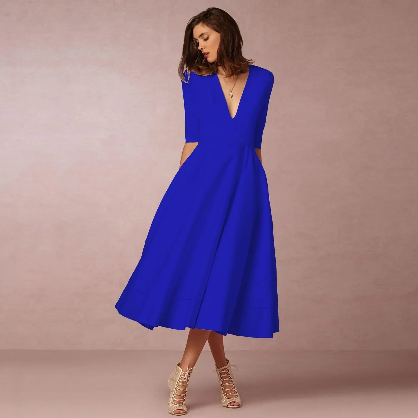 Elegant Midi Dress Womens
