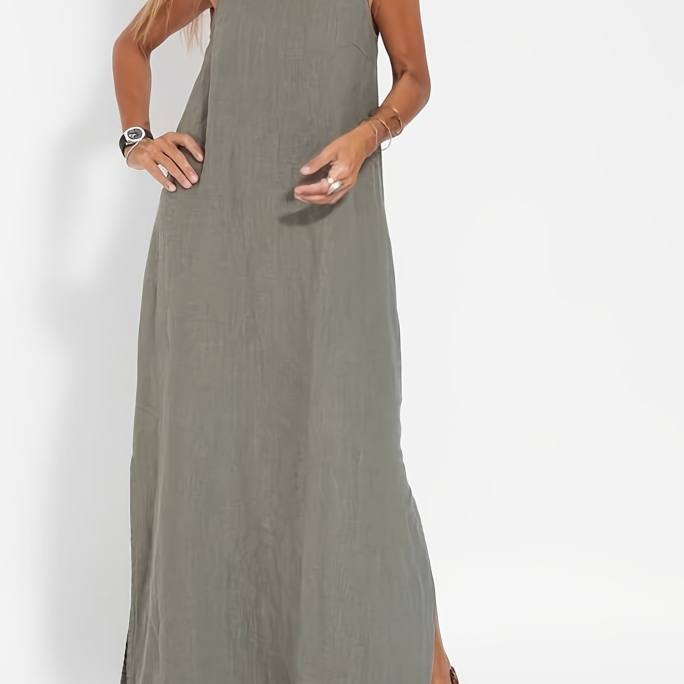Relaxed Linen Spaghetti Dress