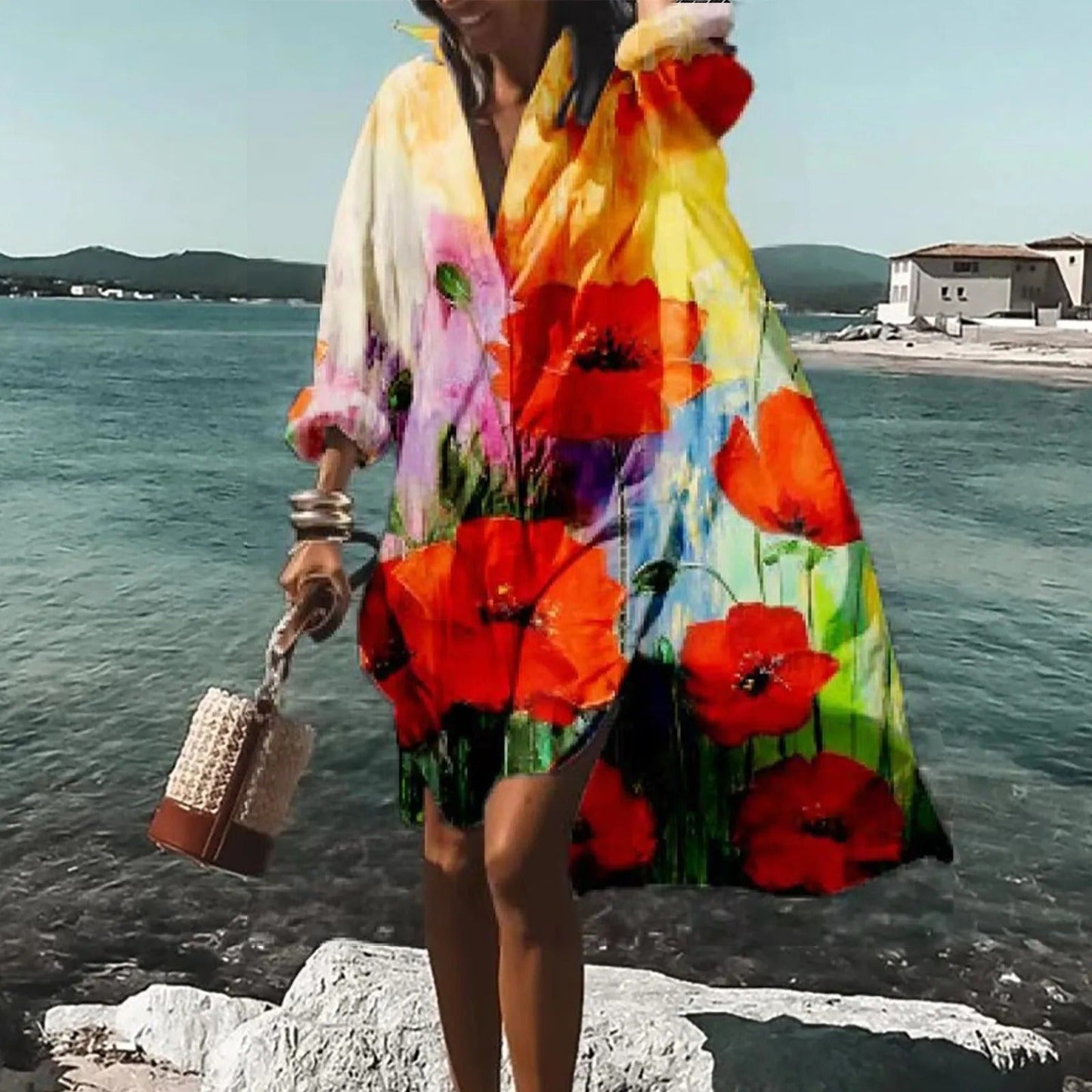 Relaxed Printed Midi Dress