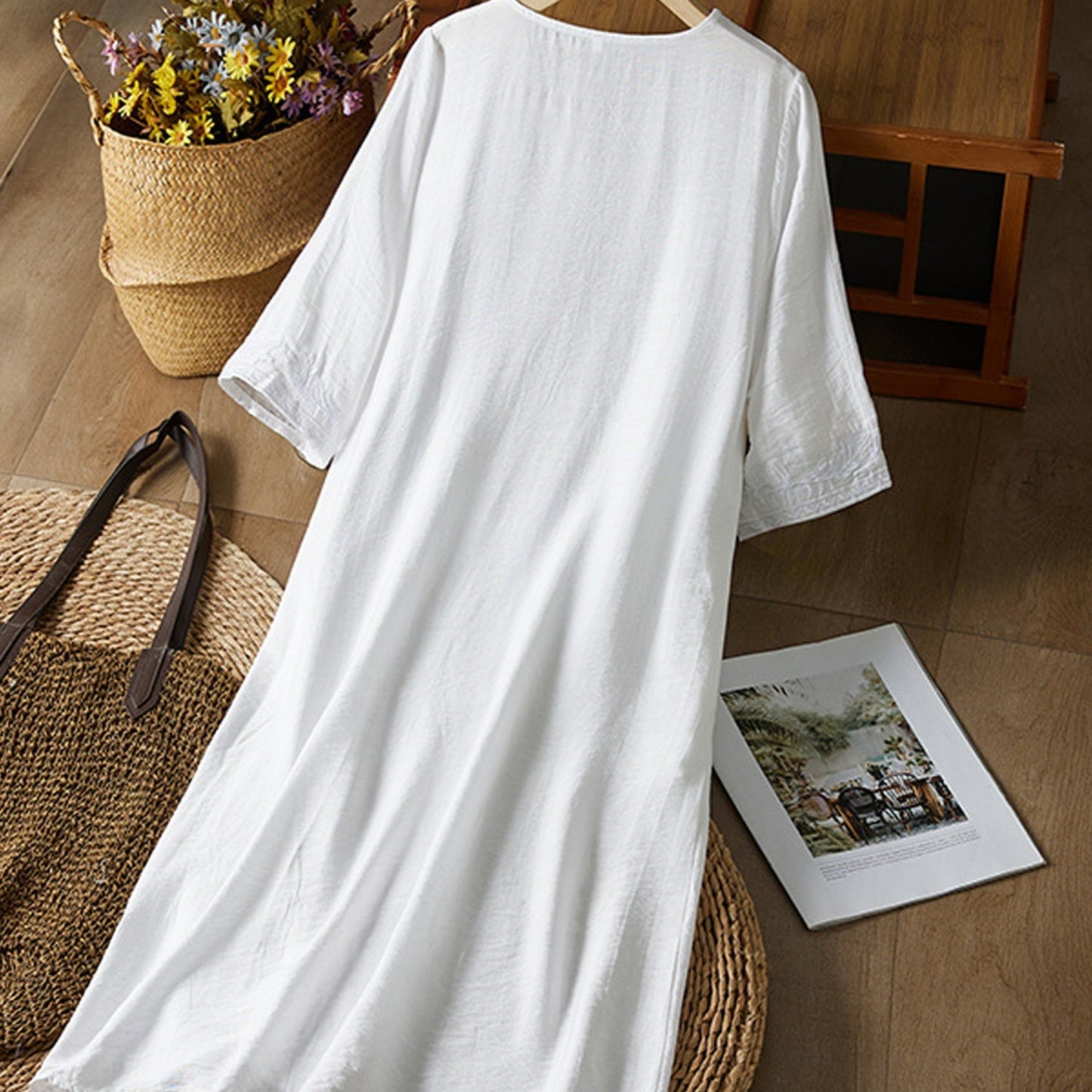 Elegant Linen Midi Dress