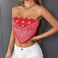 Asymmetrical Paisley Print Bandeau Top