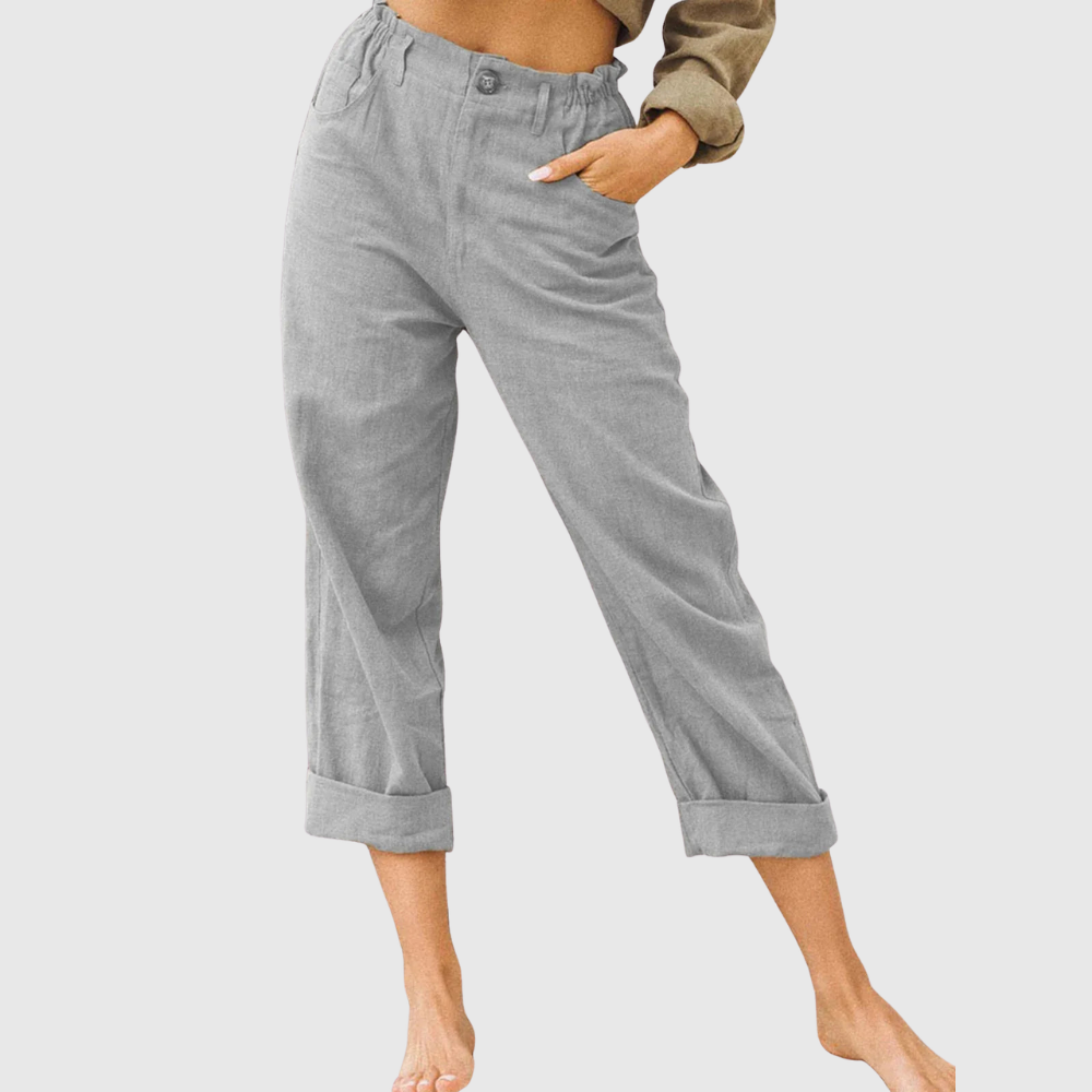 Elastic Waist Cropped Summer Pants