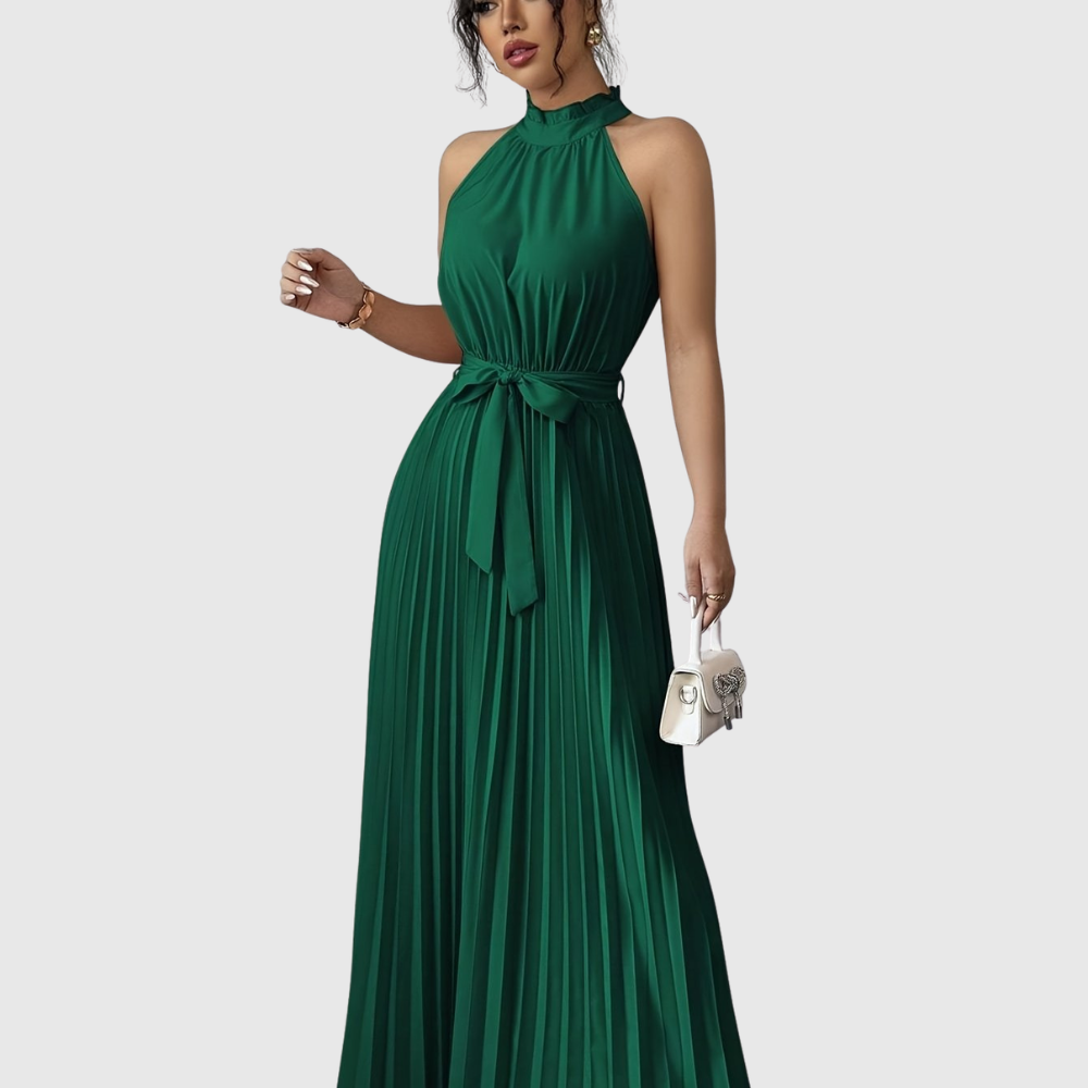 Elegant ærmeløs plisseret midi-kjole