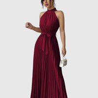Elegant ærmeløs plisseret midi-kjole