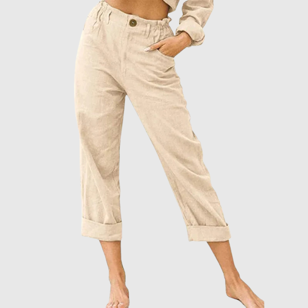 Elastic Waist Cropped Summer Pants