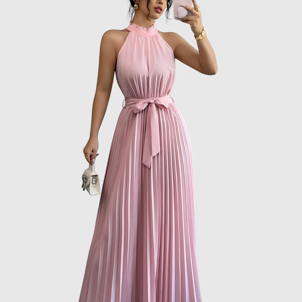Elegant ærmeløs plisseret midi-kjole