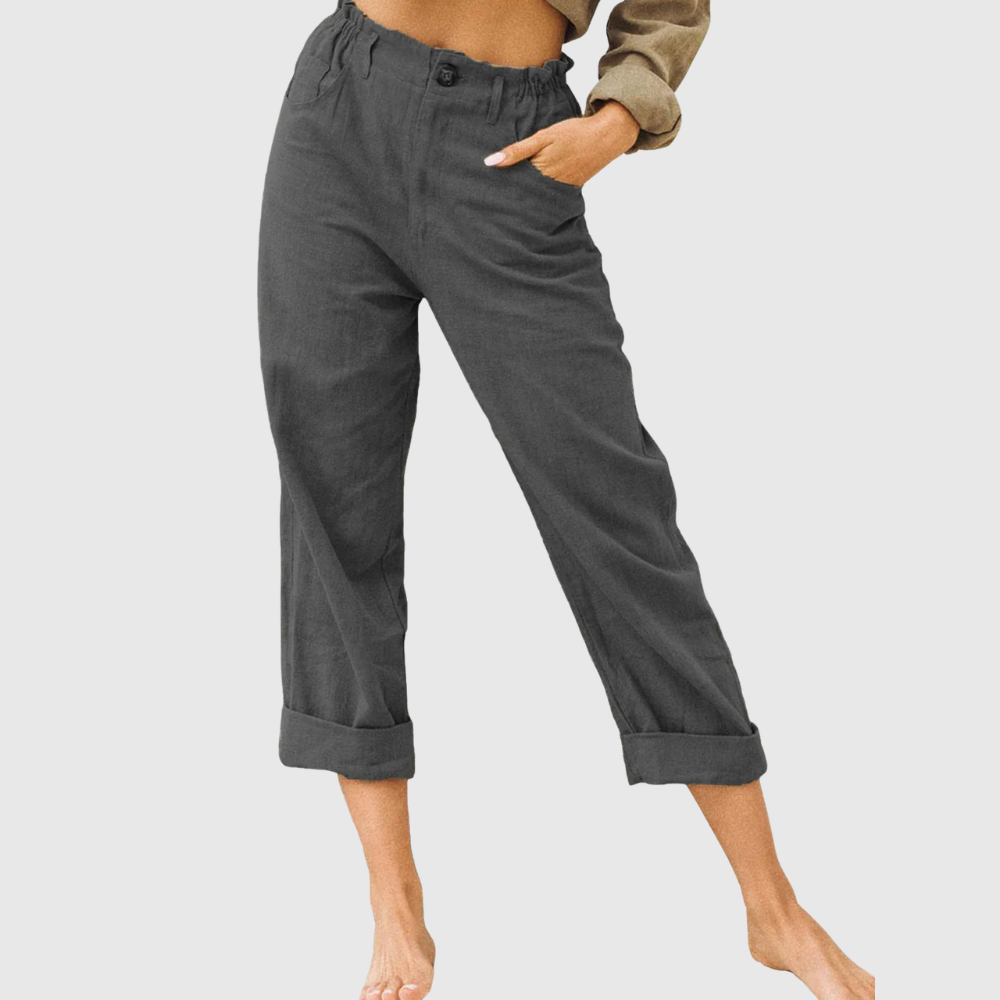 Elastic Waist Cropped Summer Pants