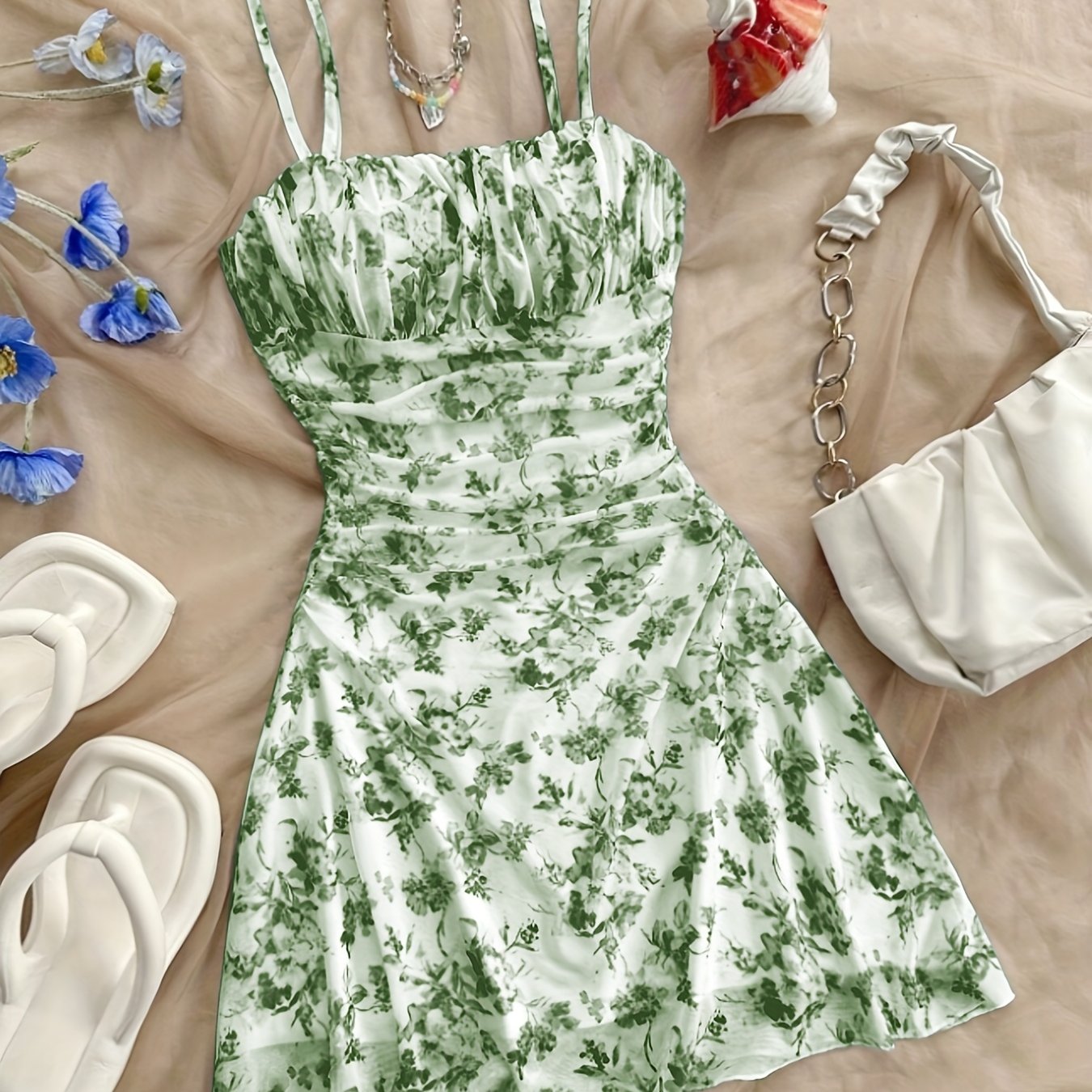 Elegant Floral Halter Dress