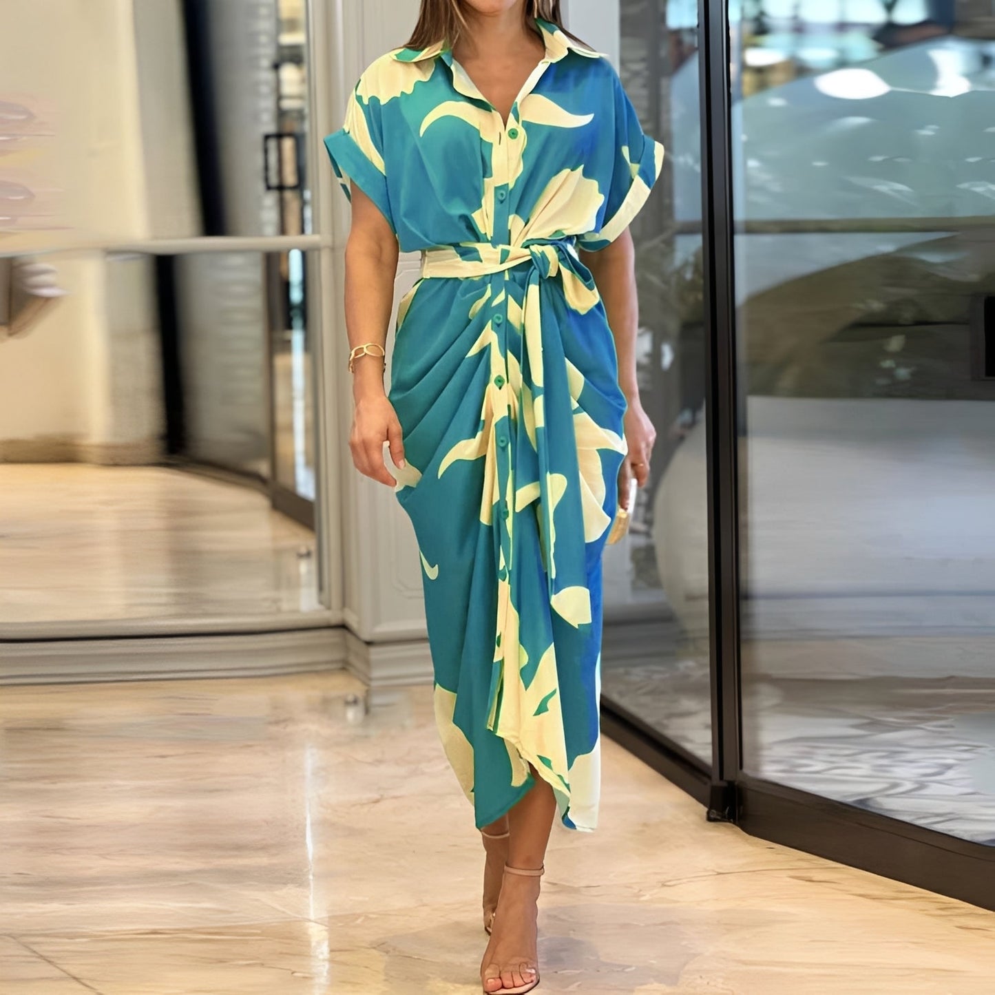 Relaxed Button Front Dress
