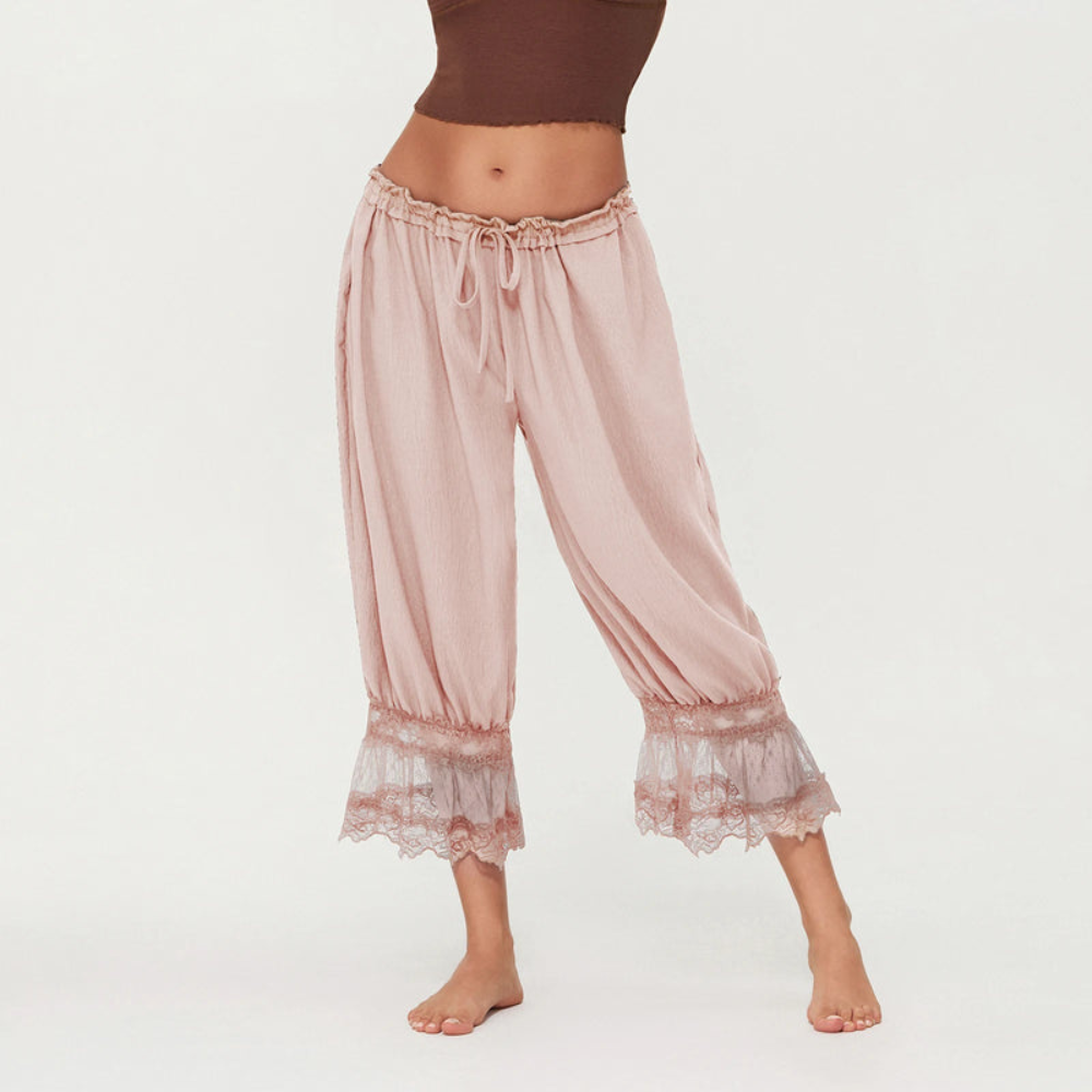 Lace Patchwork Cropped Summer Pants