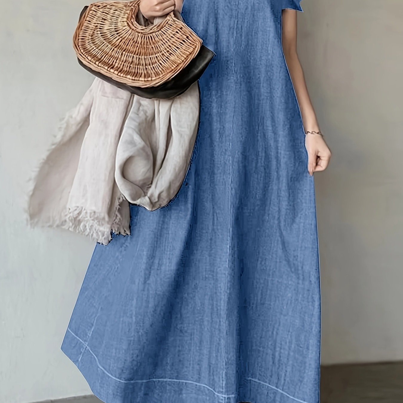 Elegant Denim Maxi Dress