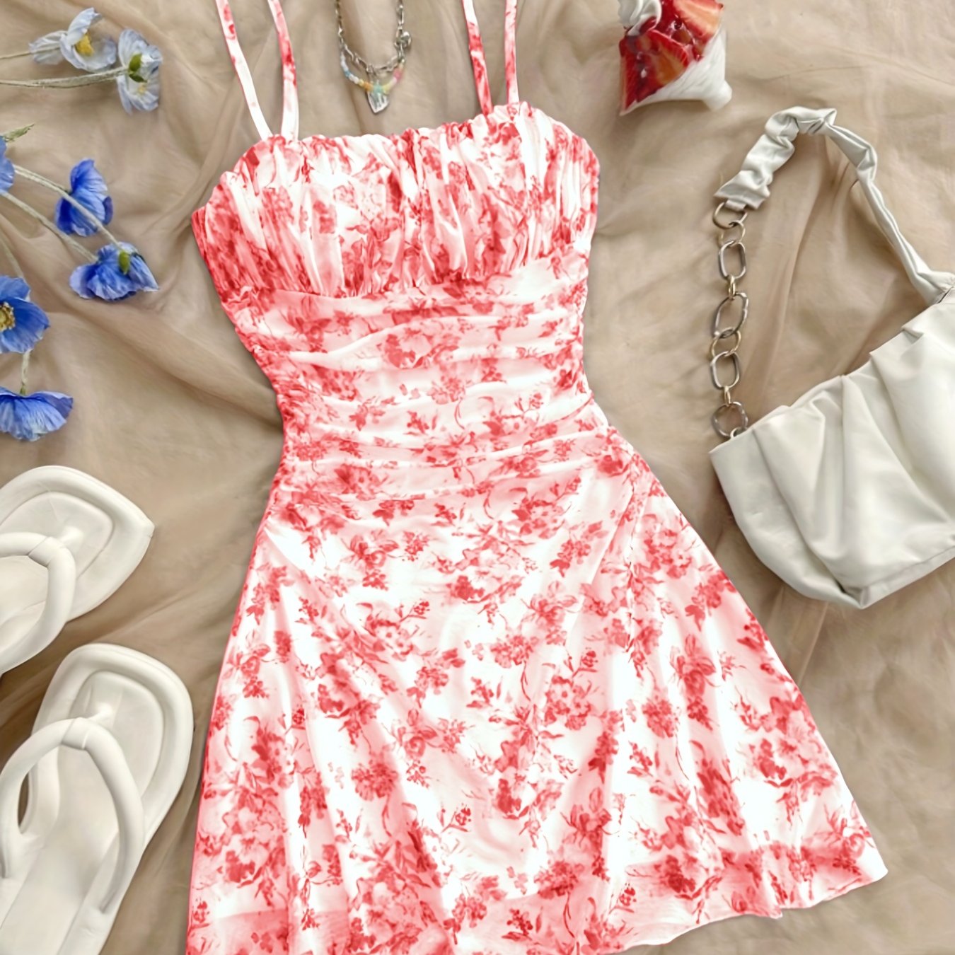 Elegant Floral Halter Dress
