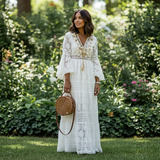 Boho V Neck Maxi Dress