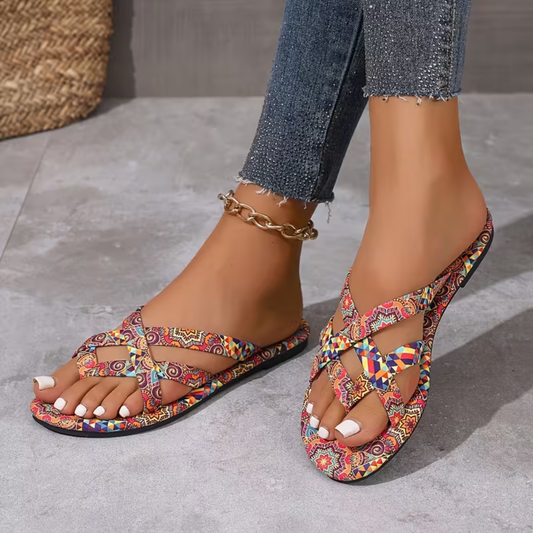 Bohemian Print Flat Roman Sandals