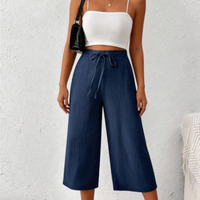 Drawstring Cropped Wide Leg Pants