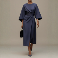 Silk Lantern Sleeve Midi Dress