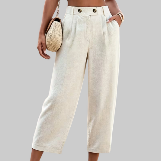 Cropped-Hose mit weitem Bein aus Leinen
