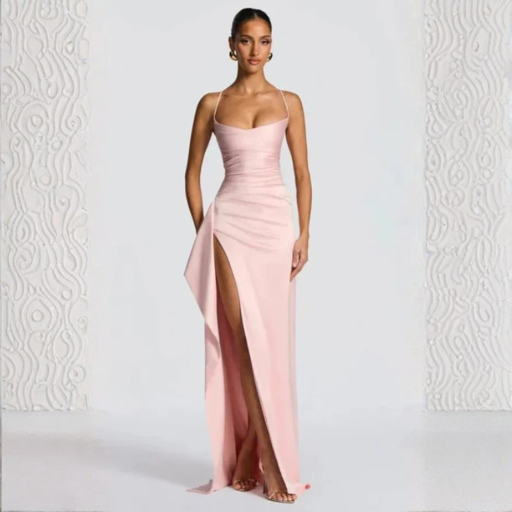 Elegant Backless Split Maxi Dress