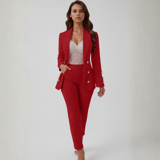Tailored Blazer Cami And Straight Leg Pants Set