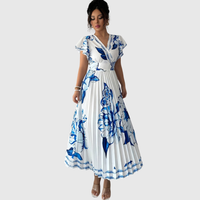 Floral Print Pleated Vacation Dress