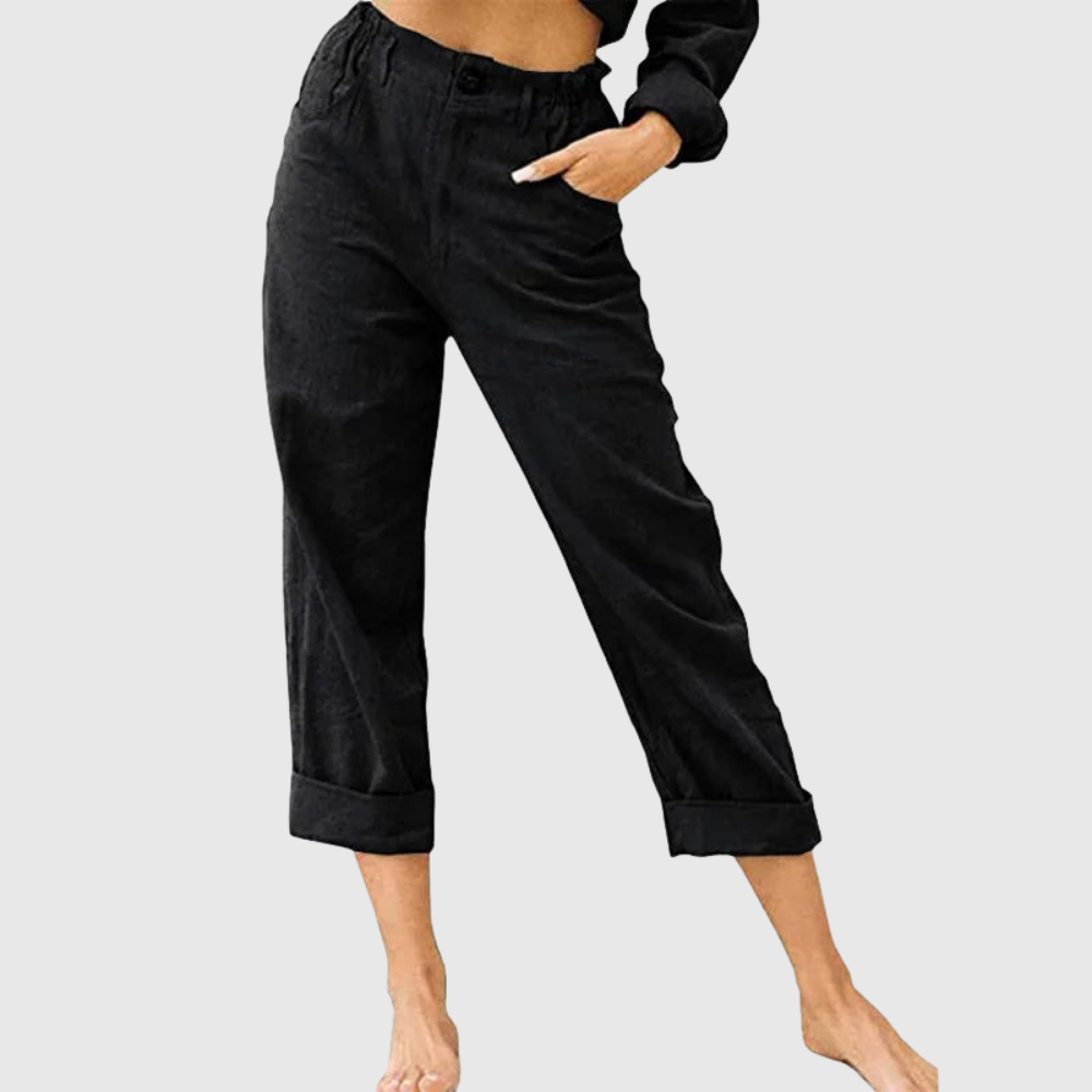 Elastic Waist Cropped Summer Pants