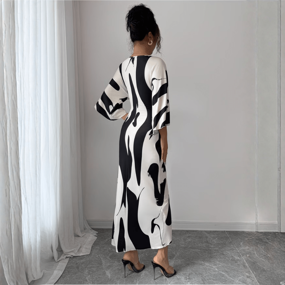 Abstract Twist Waist Midi Dress
