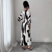Abstract Twist Waist Midi Dress