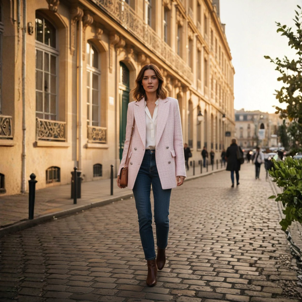 Tweed Double Breasted Blazer