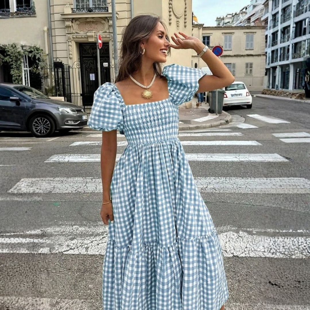 Elegant Plaid Midi Dress