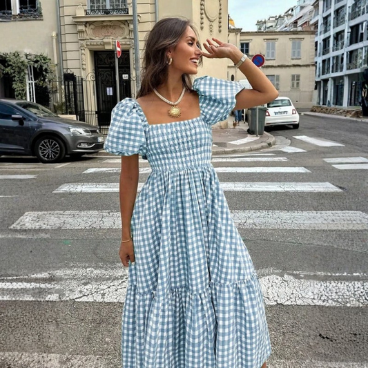 Elegant Plaid Midi Dress