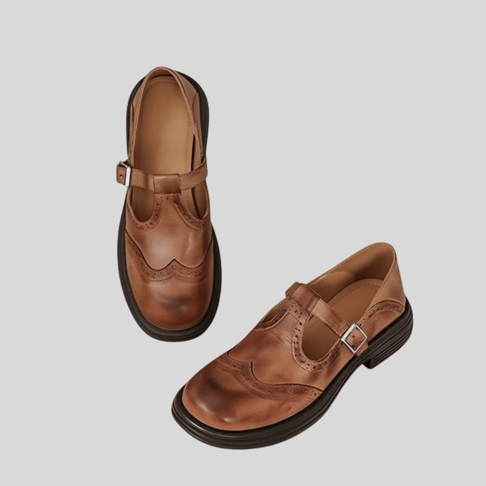 Orthopedic Leather Strap Shoes