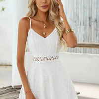 Lace Detail V Neck Mini Dress
