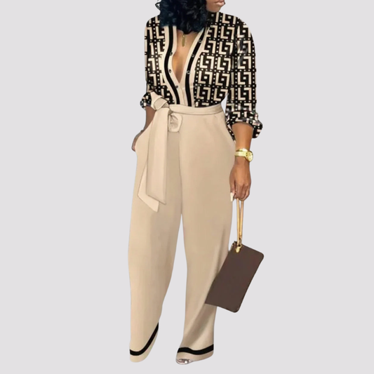 Effortless Cotton Jumpsuit V Neck