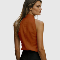 Casual Mock Neck Sleeveless Blouse
