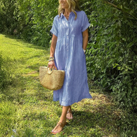 Striped Button Front Midi Dress
