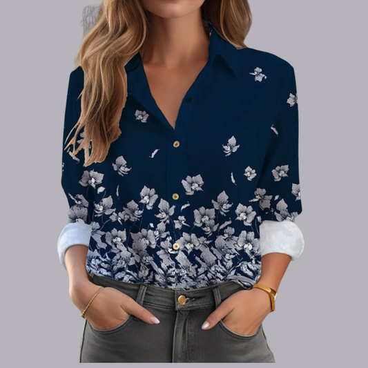 Women Floral Print Blouse Long Sleeve Loose Casual Fit