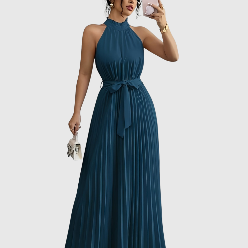 Elegant ærmeløs plisseret midi-kjole