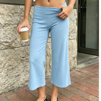 Low Waist Cropped Wide Leg Pants