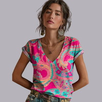 Women Floral T Shirt Short Sleeve Loose Casual Summer Top