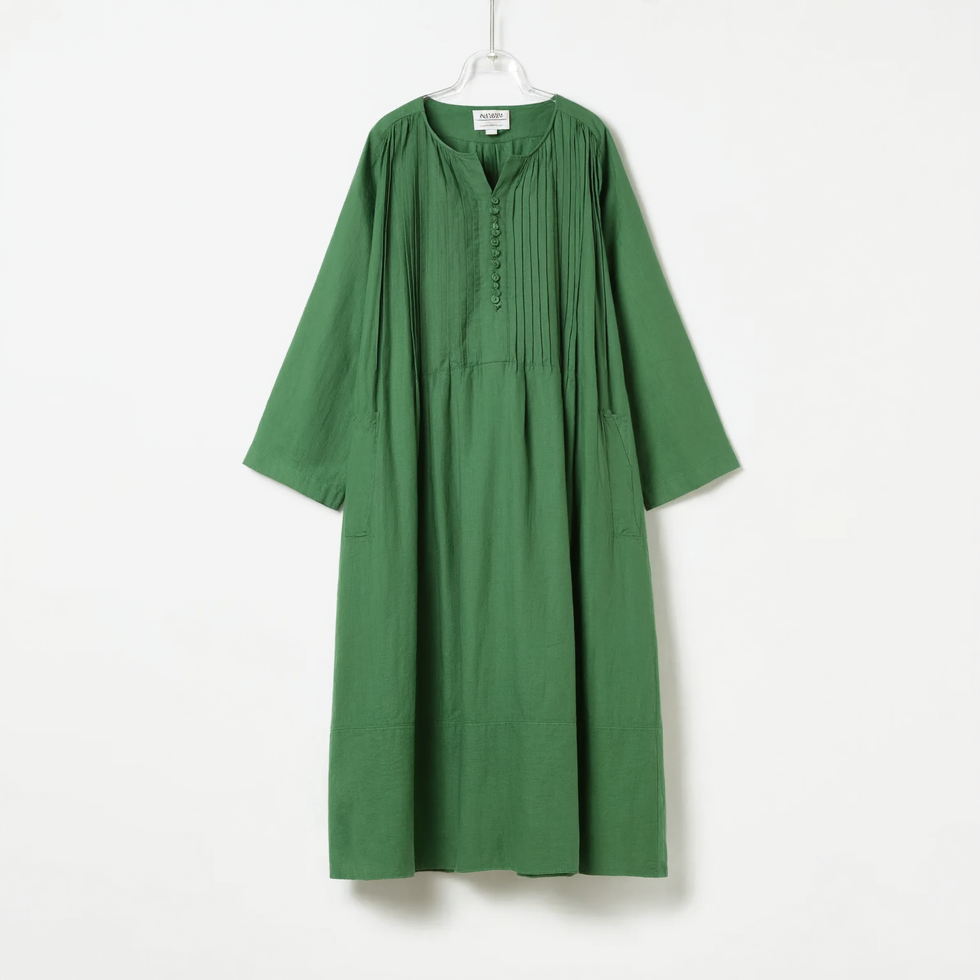Elegant Linen Long Dress | Green / M | clean | Bimbloo