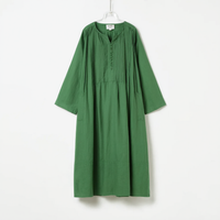 Elegant Linen Long Dress | Green / M | clean | Bimbloo