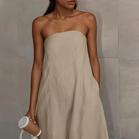 Elegant Linen Strapless Dress