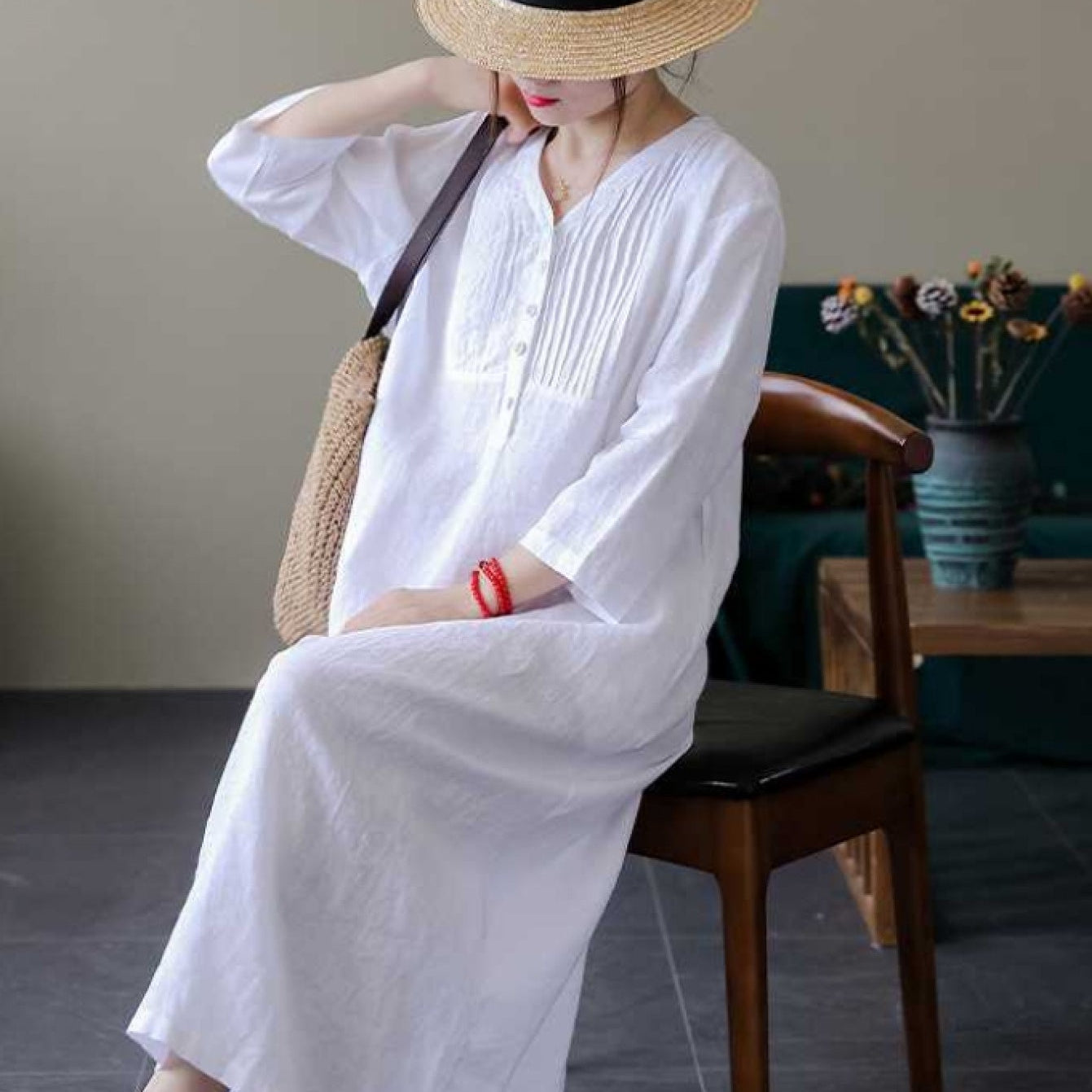 Elegant Linen Long Dress