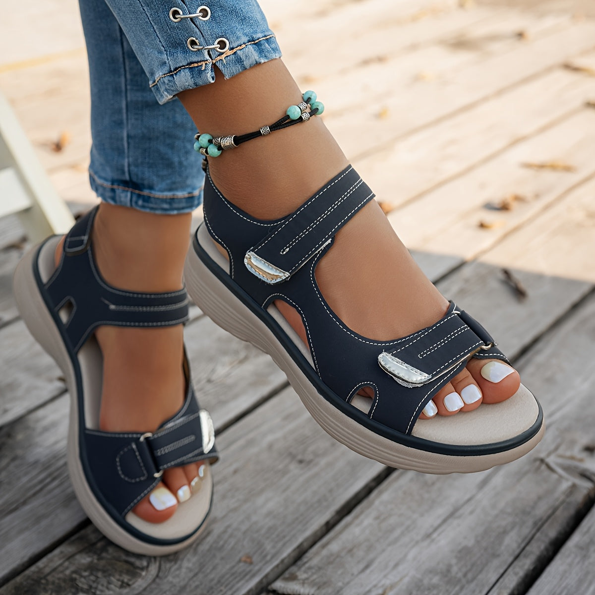 Elegant Microfiber Platform Sandals
