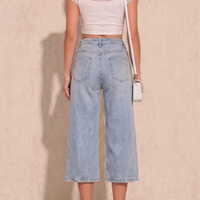 High Waist Denim Capri Jeans