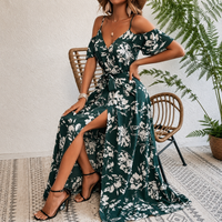 Floral Cold Shoulder Maxi Dress